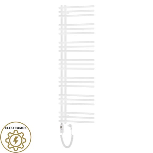 HD Triton White 1400x500 mm elektromos design törölközőszárító radiátor 400W-os fűtőpatronnal, fényes fehér