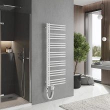 HD Triton White 1400x500 mm elektromos design törölközőszárító radiátor 400W-os fűtőpatronnal, fényes fehér