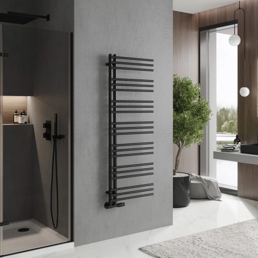 HD Triton Black 1400x600 mm design törölközőszárító radiátor, matt fekete
