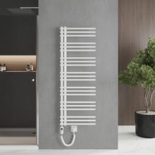 HD Triton White 1400x600 mm elektromos design törölközőszárító radiátor 600W-os fűtőpatronnal, fényes fehér