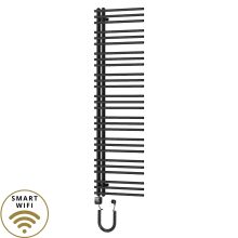 HD Triton Black 1600x500 mm smart elektromos design törölközőszárító radiátor 600W-os wifi-s fűtőpatronnal, matt fekete