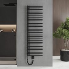 HD Triton Black 1600x600 mm elektromos design törölközőszárító radiátor 900W-os fűtőpatronnal, matt fekete