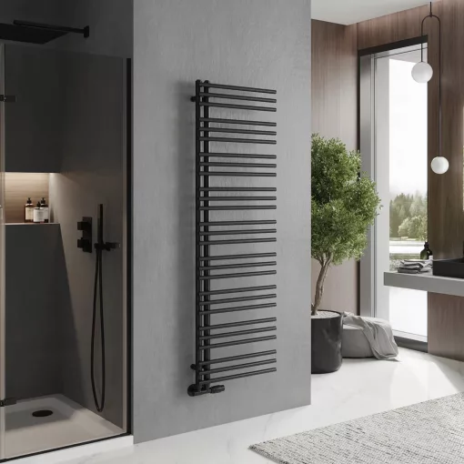 HD Triton Black 1600x600 mm design törölközőszárító radiátor, matt fekete