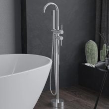 HD Amelia Chrome íves szabadonálló kádtöltő csaptelep elforgatható kifolyócsővel és kézi zuhanyszettel