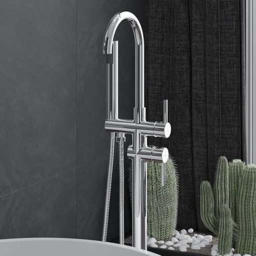 HD Amelia Chrome íves szabadonálló kádtöltő csaptelep elforgatható kifolyócsővel és kézi zuhanyszettel