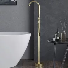 HD Amelia Glossy Gold íves arany szabadonálló kádtöltő csaptelep elforgatható kifolyócsővel és kézi zuhanyszettel