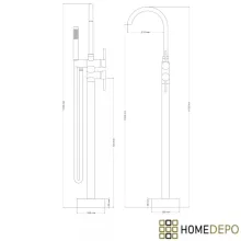 HD Amelia Brushed Gold íves szálcsiszolt arany szabadonálló kádtöltő csaptelep elforgatható kifolyócsővel és kézi zuhanyszettel