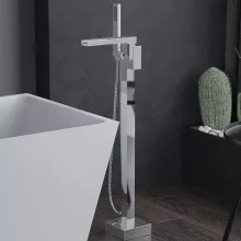 HD Aleta Chrome szabadonálló kádtöltő csaptelep nyitott cascade kifolyócsővel és kézi zuhanyszettel