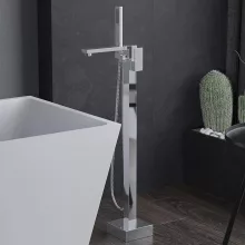 HD Isabel Chrome szögletes szabadonálló kádtöltő csaptelep kézi zuhanyszettel