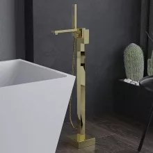 HD Isabel Glossy Gold szögletes arany szabadonálló kádtöltő csaptelep kézi zuhanyszettel