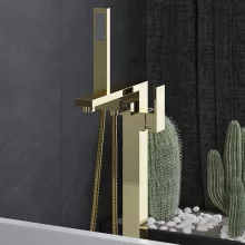 HD Isabel Glossy Gold szögletes arany szabadonálló kádtöltő csaptelep kézi zuhanyszettel