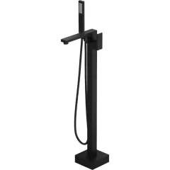   HD Isabel Black szögletes fekete szabadonálló kádtöltő csaptelep kézi zuhanyszettel