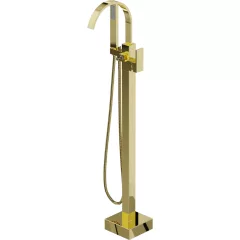   HD Nora Glossy Gold íves arany szabadonálló kádtöltő csaptelep kézi zuhanyszettel