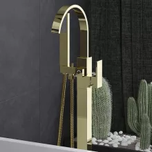 HD Nora Glossy Gold íves arany szabadonálló kádtöltő csaptelep kézi zuhanyszettel