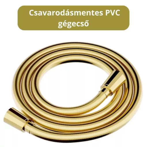 HD Nora Glossy Gold íves arany szabadonálló kádtöltő csaptelep kézi zuhanyszettel