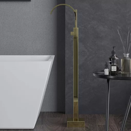 HD Nora Glossy Gold íves arany szabadonálló kádtöltő csaptelep kézi zuhanyszettel