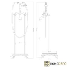 HD Maya Black antik fekete szabadonálló kádtöltő csaptelep kézi zuhanyszettel