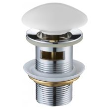 HD matt fehér kerámia click-clack leeresztő szelep, túlfolyós mosdóhoz