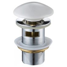 HD fényes fehér kerámia click-clack leeresztő szelep, túlfolyós mosdóhoz