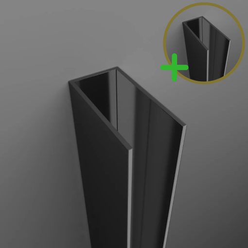HD X2P 3-6 cm-es fekete fix üveg hosszabbító profil, Felix, Nero zuhanyajtóhoz és W600 6 mm fix üveghez