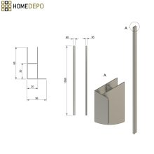 HD-X6-190-BLACK toldóprofil, +30 mm, 190 cm magas (Elio, Dior, Fusion, Moment zuhanykabinokhoz)