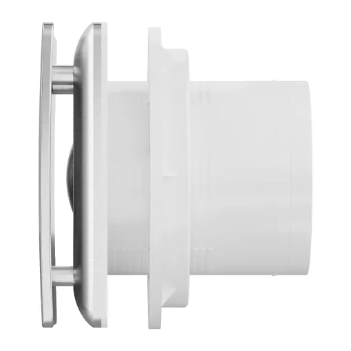 HD XHM szögletes fürdőszobai ventilátor, időzítővel és páratartalom érzékelővel, szálcsiszolt króm színben