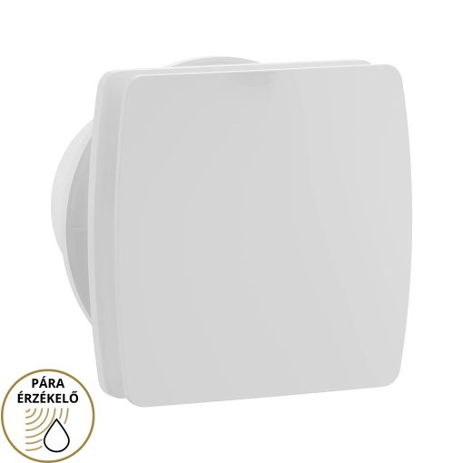 HD XHM szögletes fürdőszobai ventilátor, időzítővel és páratartalom érzékelővel, fényes fehér színben