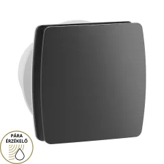   HD XHM szögletes fürdőszobai ventilátor, időzítővel és páratartalom érzékelővel, matt fekete színben