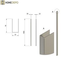 HD DX króm toldóprofil csomag, +20 és +28 mm, 195 cm magas (Toronto, Felix, Nero zuhanykabinhoz)