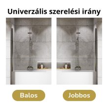 HD Axel Chrome 120x150 összecsukható 2 szárnyú kádparaván 6 mm vastag vízlepergető biztonsági üveggel, krómozott elemekkel