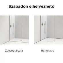 HD Arlo Walk-In zuhanyfal, 100x200 cm, 8 mm vastag vízlepergető biztonsági üveggel, 200 cm magas, króm profillal és távtartóval