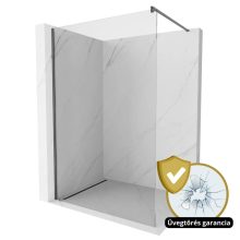 HD Arlo Gun Grey Walk-In zuhanyfal 8 mm vastag vízlepergető biztonsági üveggel, 200 cm magas, szürke profillal és távtartóval