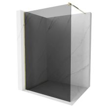 HD Arlo Dark Gold Walk-In zuhanyfal, 90x200 cm, 8 mm vastag vízlepergető biztonsági üveggel, 200 cm magas, arany profillal és távtartóval