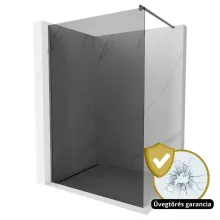 HD Arlo Dark Gun Grey Walk-In zuhanyfal 8 mm vastag vízlepergető biztonsági üveggel, 200 cm magas, szürke profillal és távtartóval