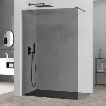 HD Arlo Dark Gun Grey Walk-In zuhanyfal 8 mm vastag vízlepergető biztonsági üveggel, 200 cm magas, szürke profillal és távtartóval