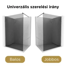 HD Arlo Dark Gun Grey Walk-In zuhanyfal 8 mm vastag vízlepergető biztonsági üveggel, 200 cm magas, szürke profillal és távtartóval