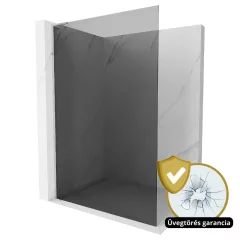   HD Arlo "L" Dark Walk-In zuhanyfal 8 mm vastag vízlepergető biztonsági üveggel, 200 cm magas, króm profillal és "L" stabilizátorral