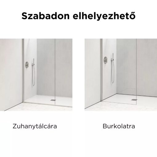 HD Arlo "L" Dark Walk-In zuhanyfal 8 mm vastag vízlepergető biztonsági üveggel, 200 cm magas, króm profillal és "L" stabilizátorral