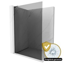 HD Arlo "L" Dark Black Walk-In zuhanyfal, 100x200 cm, 8 mm vastag vízlepergető biztonsági üveggel, 200 cm magas, fekete profillal és "L" stabilizátorral