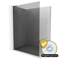   HD Arlo "L" Dark Black Walk-In zuhanyfal 8 mm vastag vízlepergető biztonsági üveggel, 200 cm magas, fekete profillal és "L" stabilizátorral