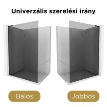 HD Arlo "L" Dark Black Walk-In zuhanyfal, 100x200 cm, 8 mm vastag vízlepergető biztonsági üveggel, 200 cm magas, fekete profillal és "L" stabilizátorral
