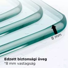 HD Arlo Dark White Walk-In zuhanyfal 8 mm vastag vízlepergető biztonsági üveggel, 200 cm magas, fehér profillal és távtartóval