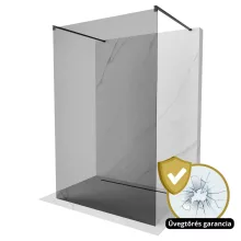 HD Arlo Dark Light Black szabadonálló Walk-In zuhanyfal 8 mm vastag vízlepergető biztonsági üveggel, 200 cm magas, két távtartóval