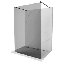 HD Arlo Dark Light Black szabadonálló Walk-In zuhanyfal 8 mm vastag vízlepergető biztonsági üveggel, 200 cm magas, két távtartóval