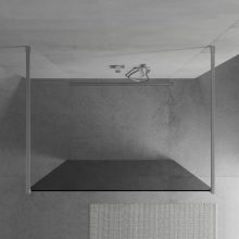 HD Arlo Dark Light szabadonálló Walk-In zuhanyfal, 100x200 cm, 8 mm vastag vízlepergető biztonsági üveggel, 200 cm magas, két króm távtartóval