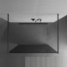 HD Arlo Dark Light Gun Grey szabadonálló Walk-In zuhanyfal 8 mm vastag vízlepergető biztonsági üveggel, 200 cm magas, két távtartóval