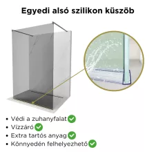 HD Arlo Dark Light Gun Grey szabadonálló Walk-In zuhanyfal 8 mm vastag vízlepergető biztonsági üveggel, 200 cm magas, két távtartóval