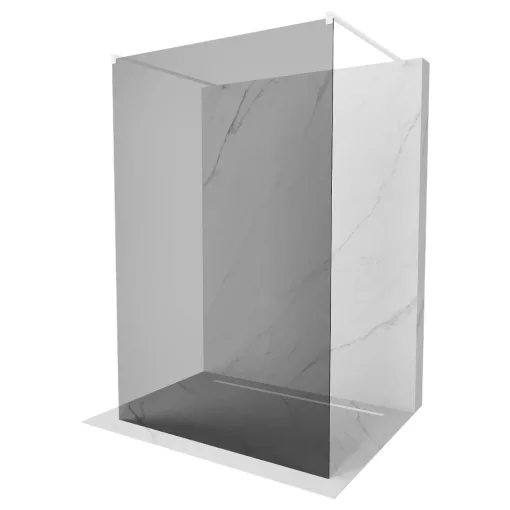 HD Arlo Dark Light White szabadonálló Walk-In zuhanyfal 8 mm vastag vízlepergető biztonsági üveggel, 200 cm magas, két távtartóval