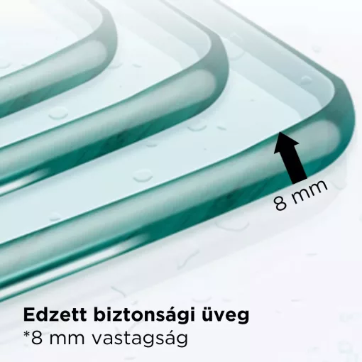 HD Arlo Dark Light White szabadonálló Walk-In zuhanyfal 8 mm vastag vízlepergető biztonsági üveggel, 200 cm magas, két távtartóval