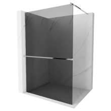 HD Arlo+ Dark Walk-In zuhanyfal, 90x200 cm, 8 mm vastag vízlepergető biztonsági üveggel, 200 cm magas, króm profillal és távtartóval